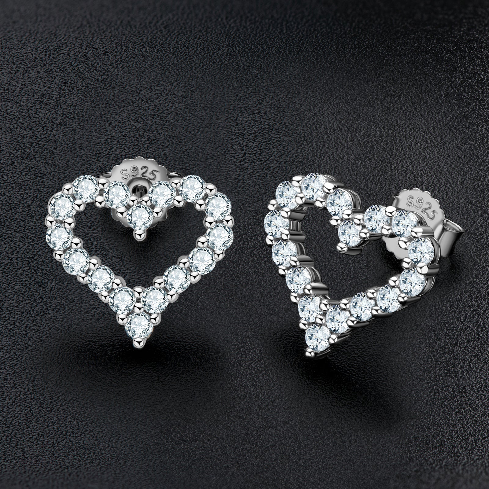 Heart Moissanite Stud Earrings