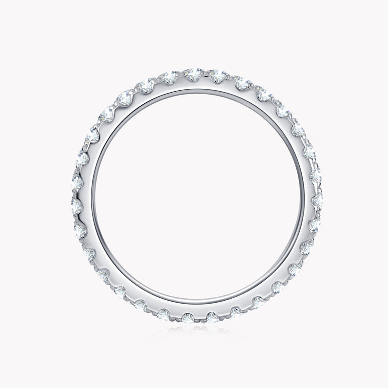 Delicate moissanite eternity ring for wedding, anniversary or stacking