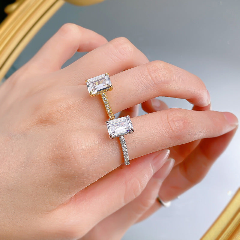 3 CT Emerald Cut Hidden Halo Ring. Engagement RIng