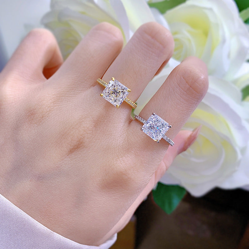 Crushed Ice Princess-Cut Sparkle Ring. 3 carat ring