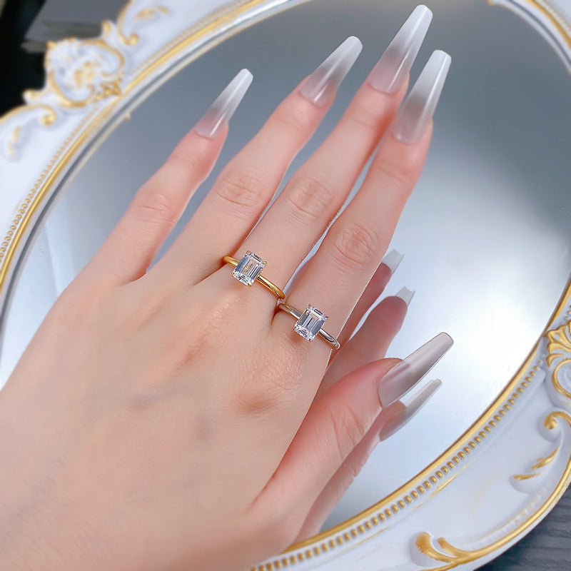 Emerald Cut Solitaire Ring. Travel Engagement RIng