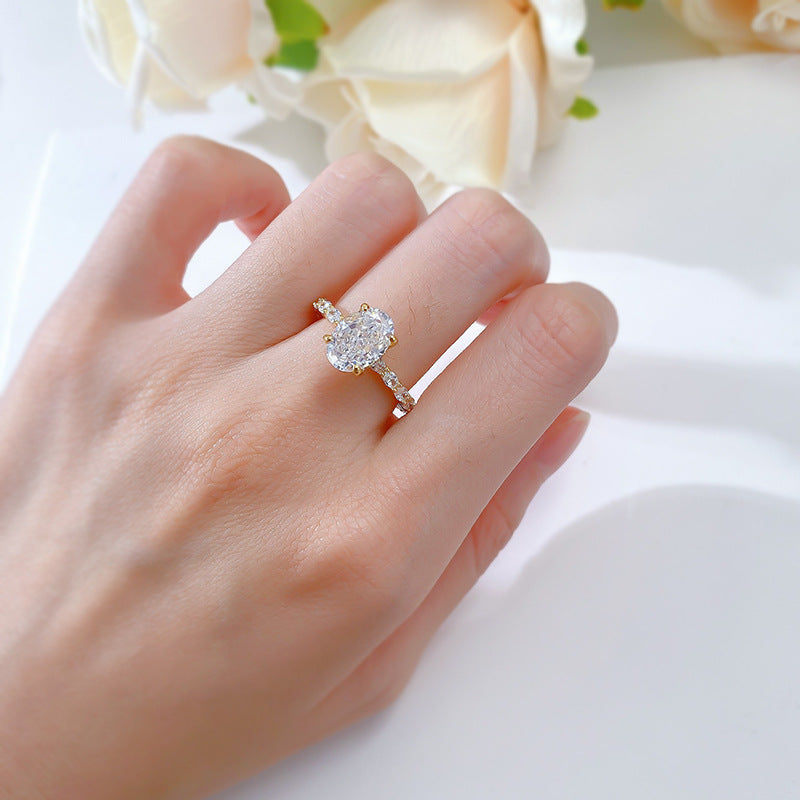 3 CT Crushed Ice Oval Cut Ring