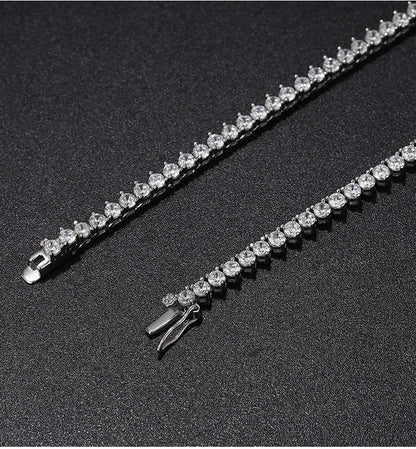 Three Prong Setting Moissanite Tennis Necklace 3 mm