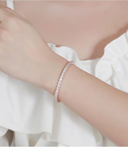 Silver 925 Moissanite Diamond Rose Gold Bangle
