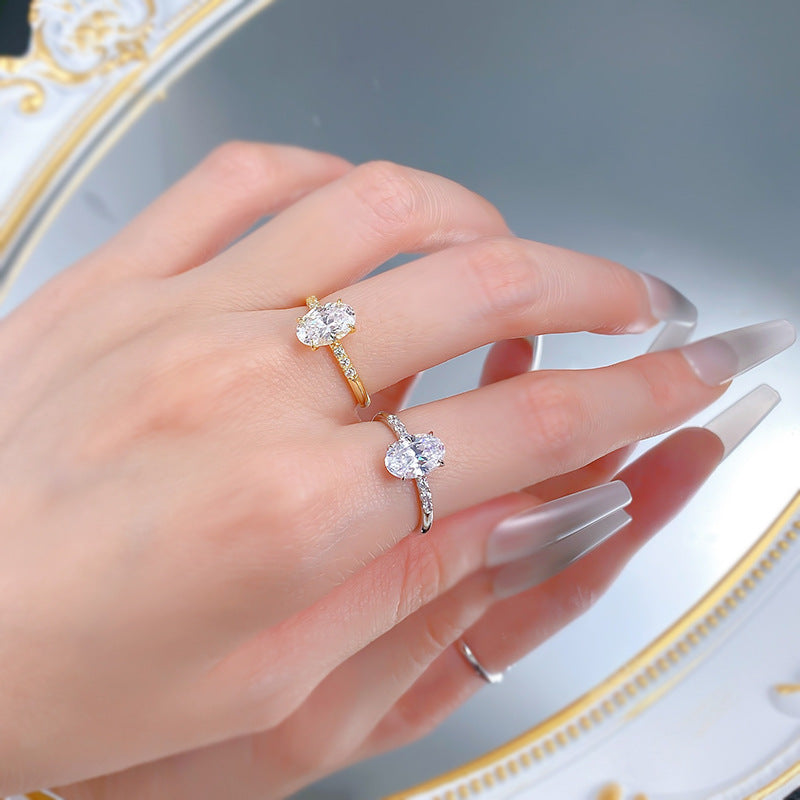 Oval Cut 2CT Solitaire Engagement Ring Sterling Silver 925
