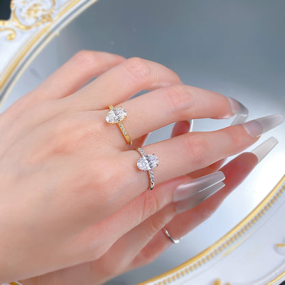 Oval Cut 2CT Solitaire Engagement Ring Sterling Silver 925