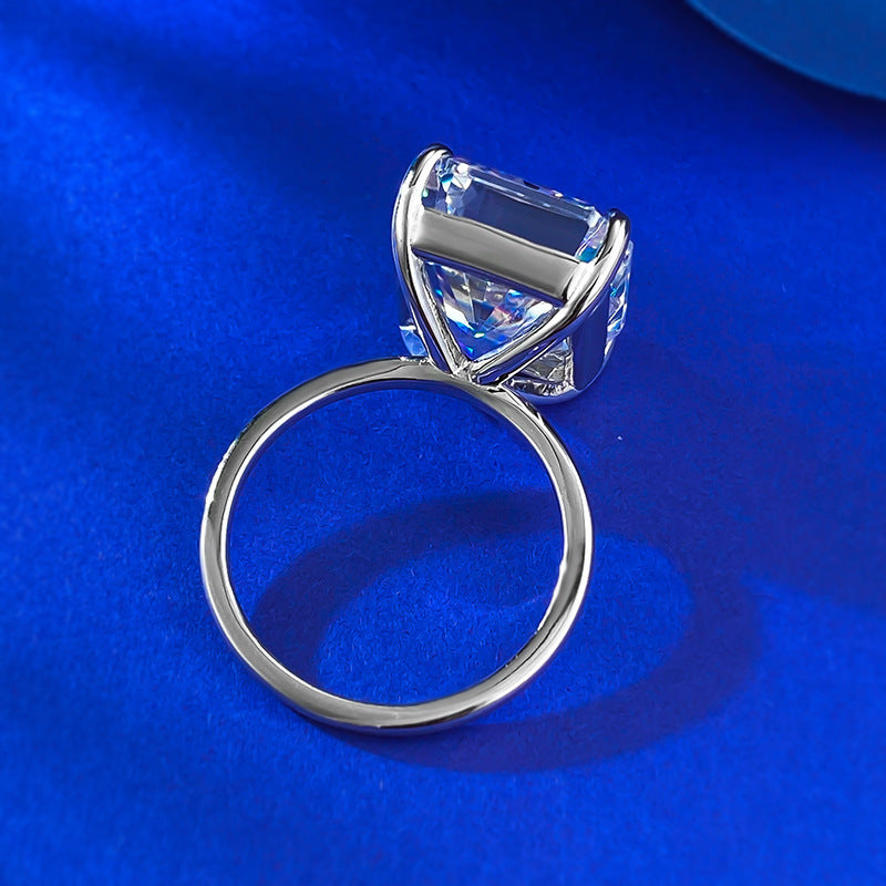 10 Ct Radiant Solitaire Ring. Silver 925. Gold Plated Ring