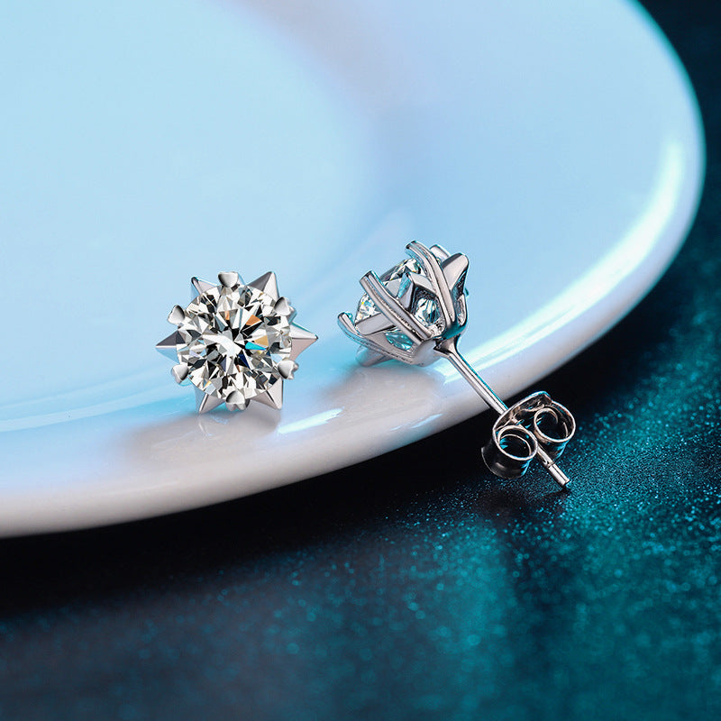 Moissanite Stud Earrings, Silver 925