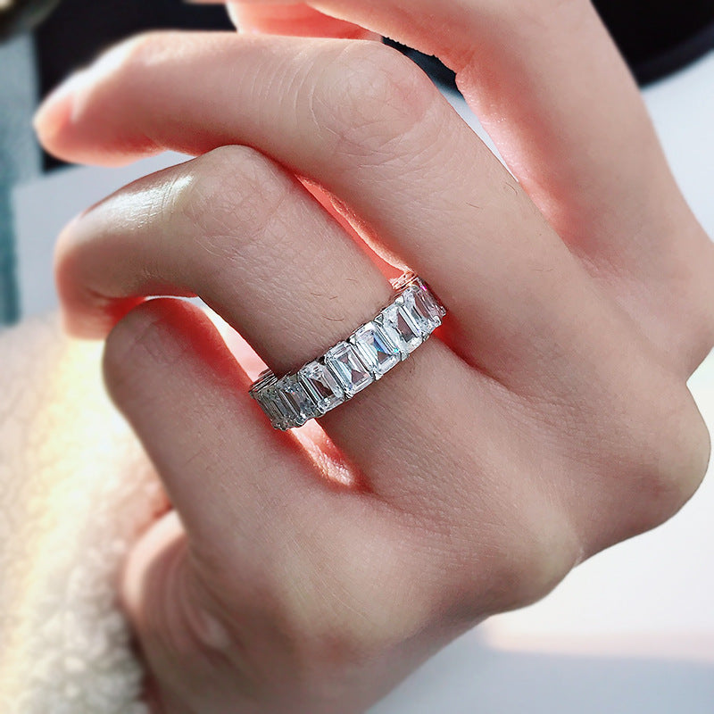 Emerald Cut Eternity Silver 925 Ring