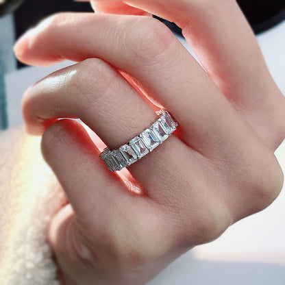 Emerald Cut Eternity Silver 925 Ring