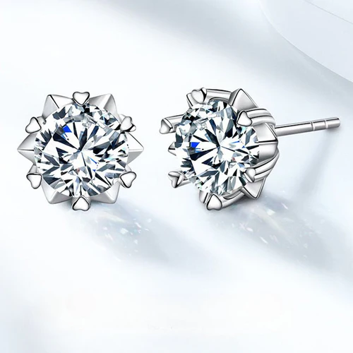 Six Slaw Moissanite Diamond Stud Earrings