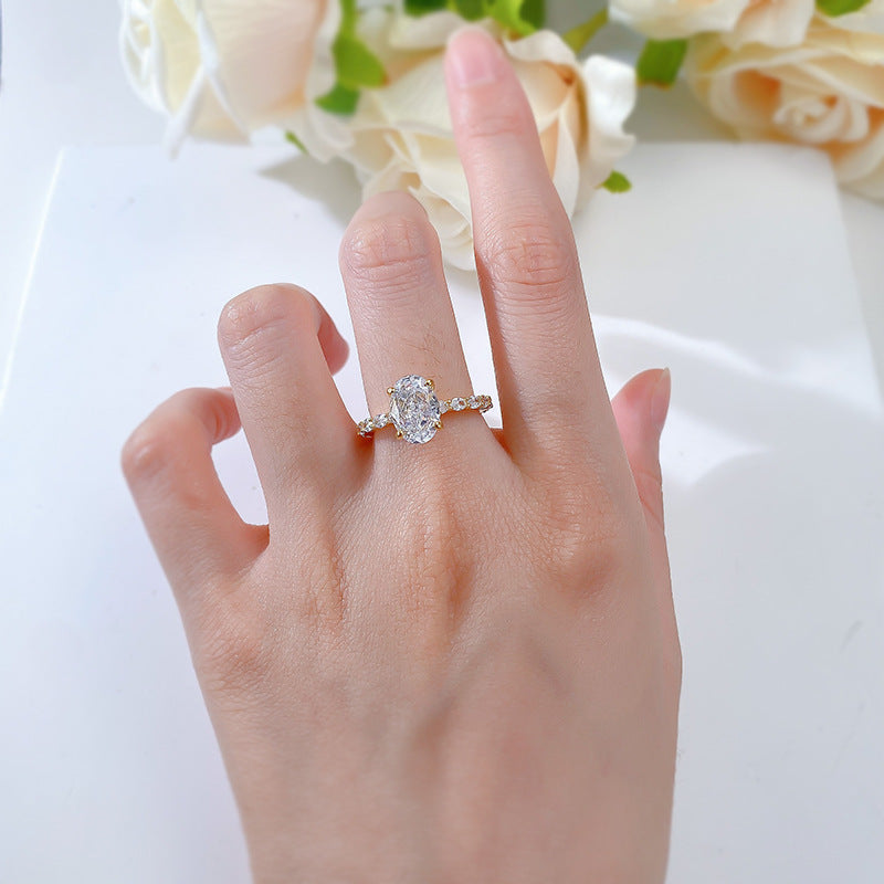 3 CT Crushed Ice Oval Cut Ring. Silver Travel Ring