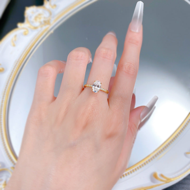Oval Cut 2CT Solitaire Engagement Ring Gold Plated