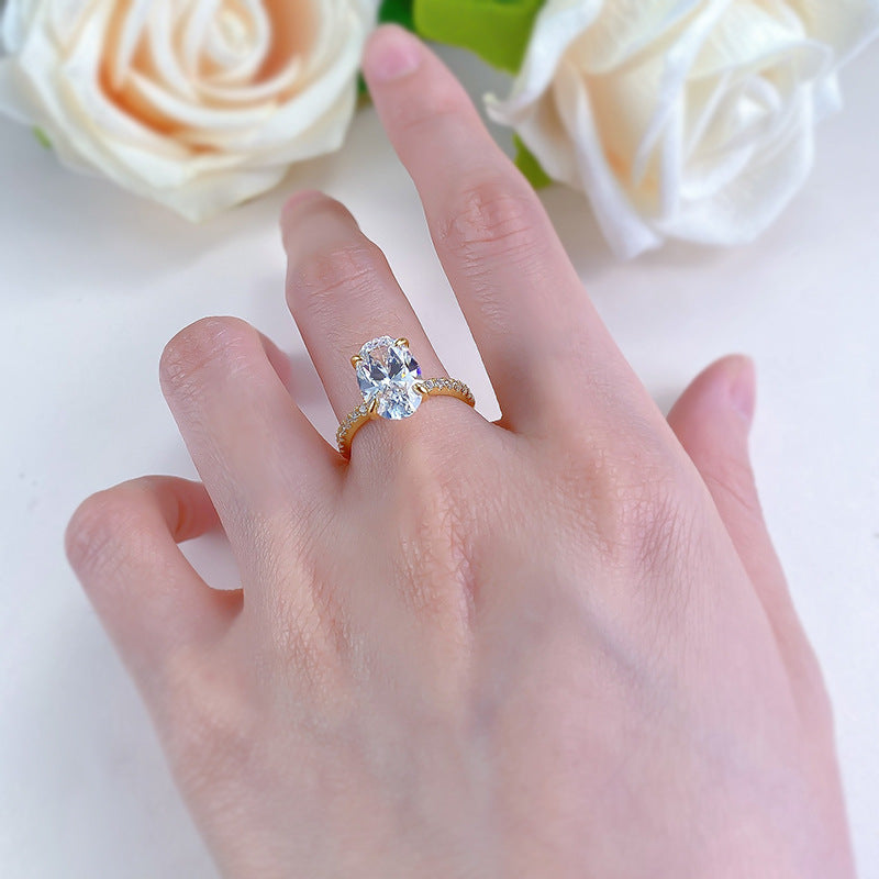 3 CT Crushed Ice Oval Diamond Silver 925 Ring