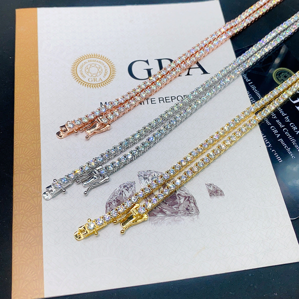 2mm Classic Moissanite Tennis Bracelet. Gold, White Gold and Rose Gold Plated
