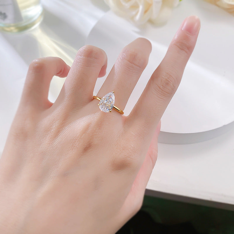 3 CT Crushed Ice Pear Cut Solitaire Diamond Ring