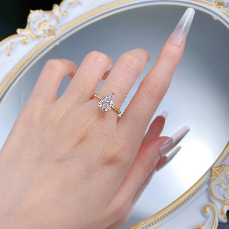 Gold Plated Silver Pear Cut Ring