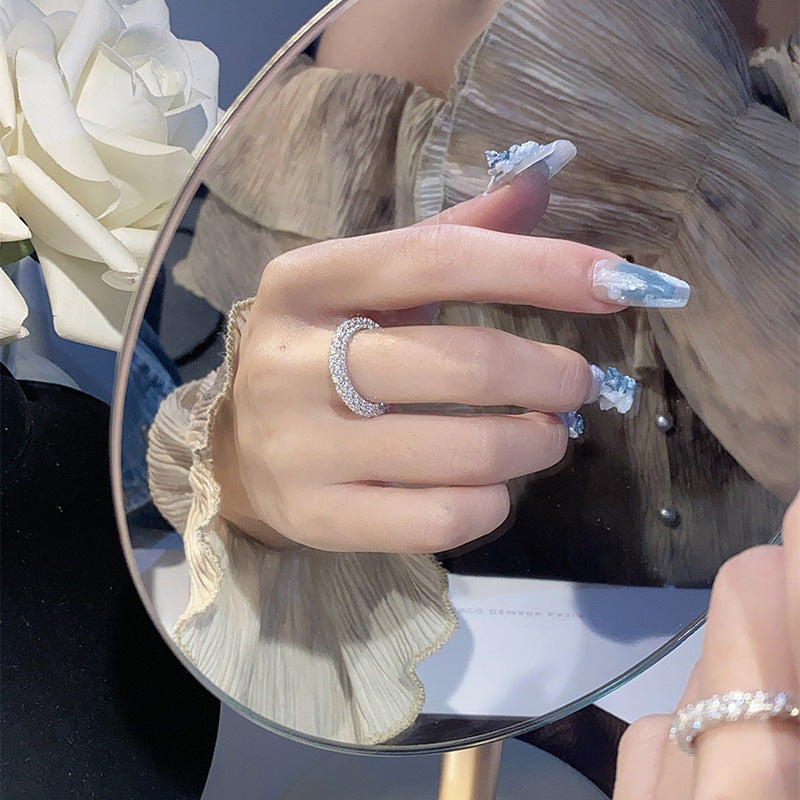 White Diamond Stackable Ring. Silver 925