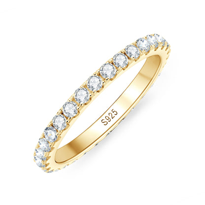 Gold Plated Moissanite Eternity Ring
