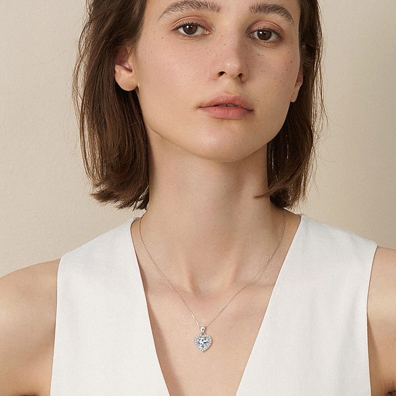 Silver Brilliant Halo Heart Charm