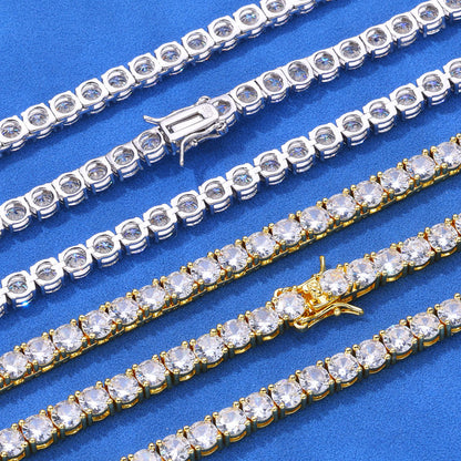 White Gold and Gold Tennis Necklace