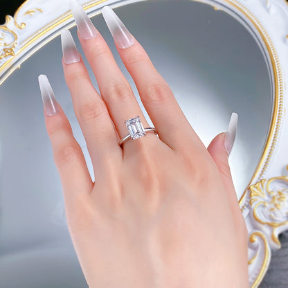 Silver 925 3 Carat Emerald Cut Solitaire Ring