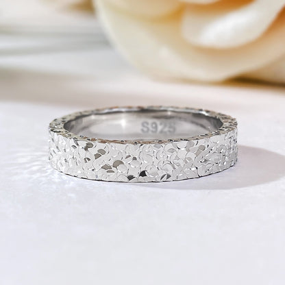 925 Sterling Silver Stackable Ring Textured Fancy