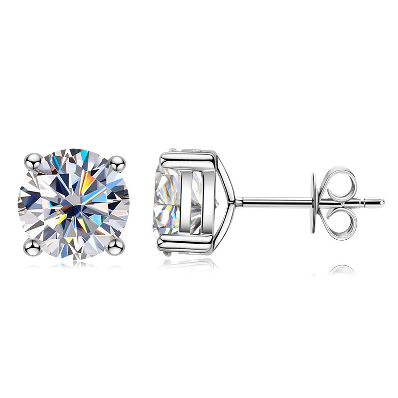 .5-Carat to 5-Carats Classic 4 Prongs Round Moissanite Solitaire Earrings