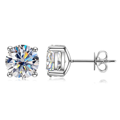 .5-Carat to 5-Carats Classic 4 Prongs Round Moissanite Solitaire Earrings