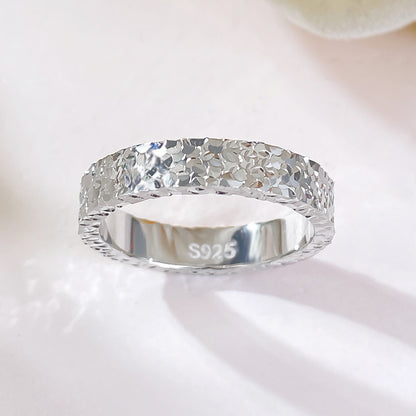 925 Sterling Silver Stackable Ring Textured Fancy