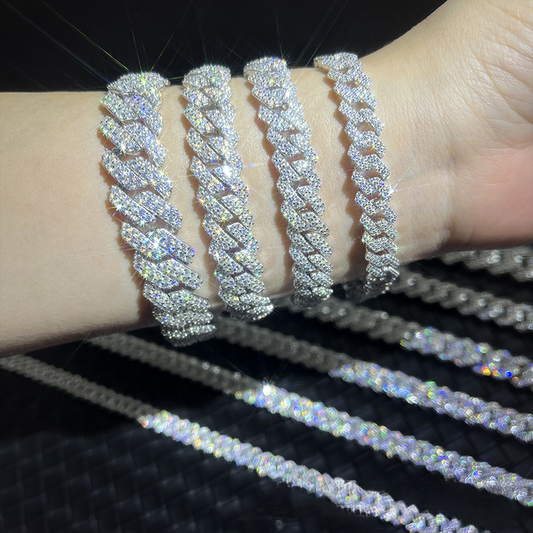 MOISSANITE CUBAN LINK BRACELET WHITE GOLD (ALL SIZES)