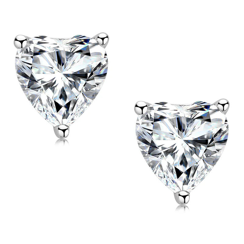 Moissanite Heart Stud Earrings