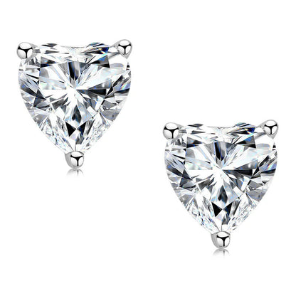 Moissanite Heart Stud Earrings