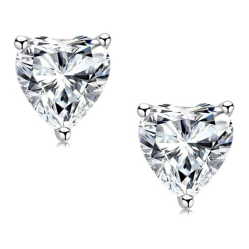 Moissanite Heart Stud Earrings