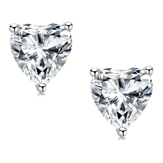 Moissanite Heart Stud Earrings