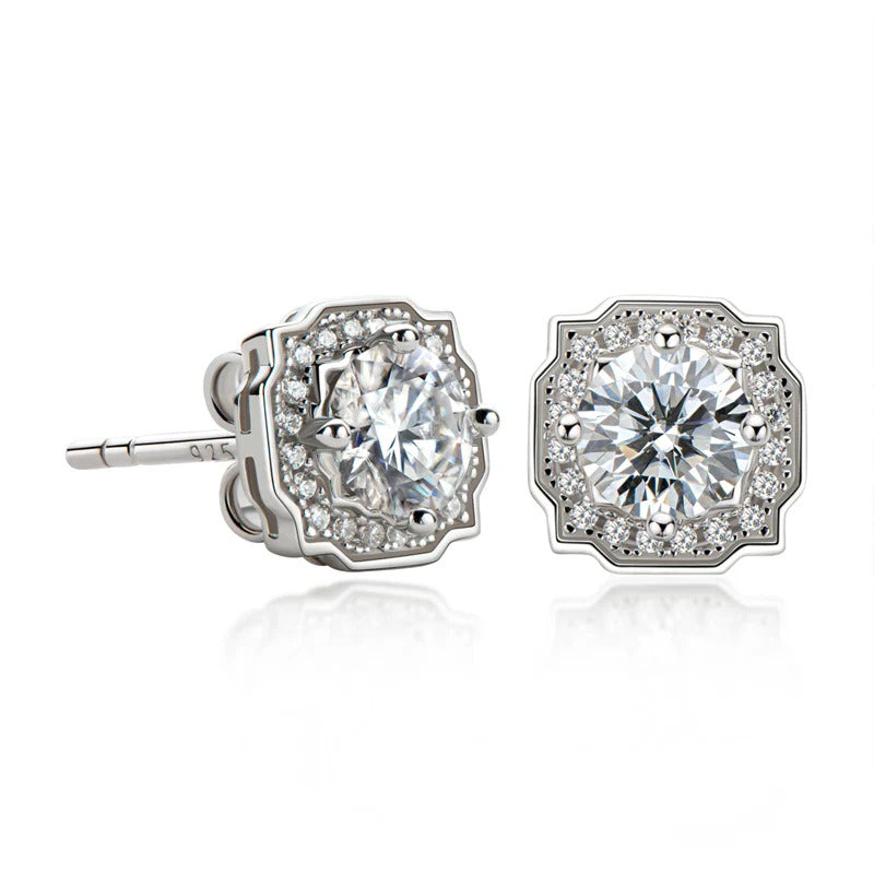 Elegant Halo Classic Moissanite Studs