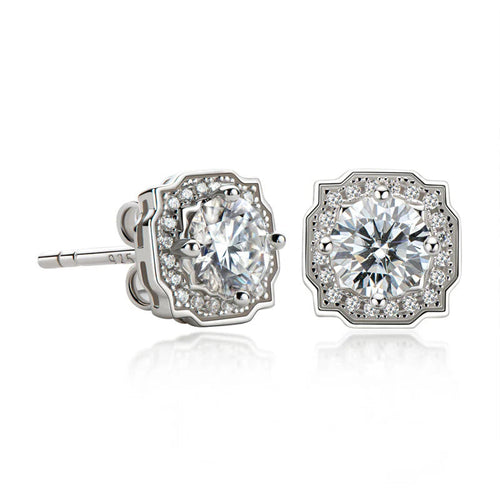 Elegant Halo Classic Moissanite Studs