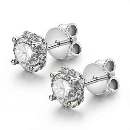 Sparkling Halo Moissanite Stud Earrings