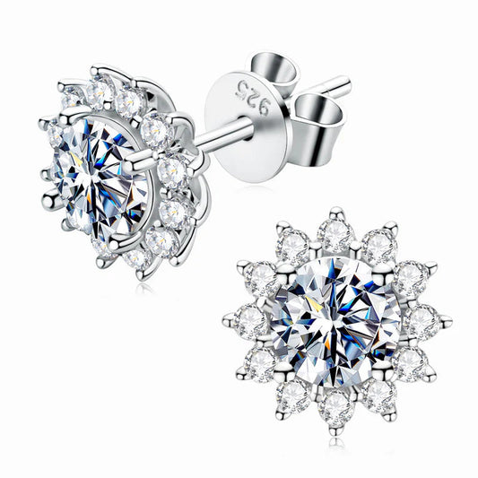 Moissanite Snowflake Stud Earrings