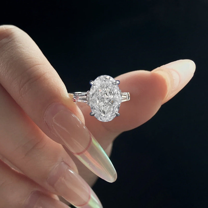 3 CT Oval Diamond Three-Stone Ring