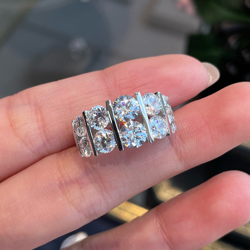 Silver 925 Double Row Diamond Band
