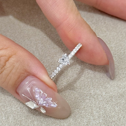 Radiant Heart Promise Ring. White Gold Plated