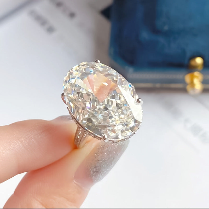 13 CT Oval Cut Hidden Halo Diamond Ring 