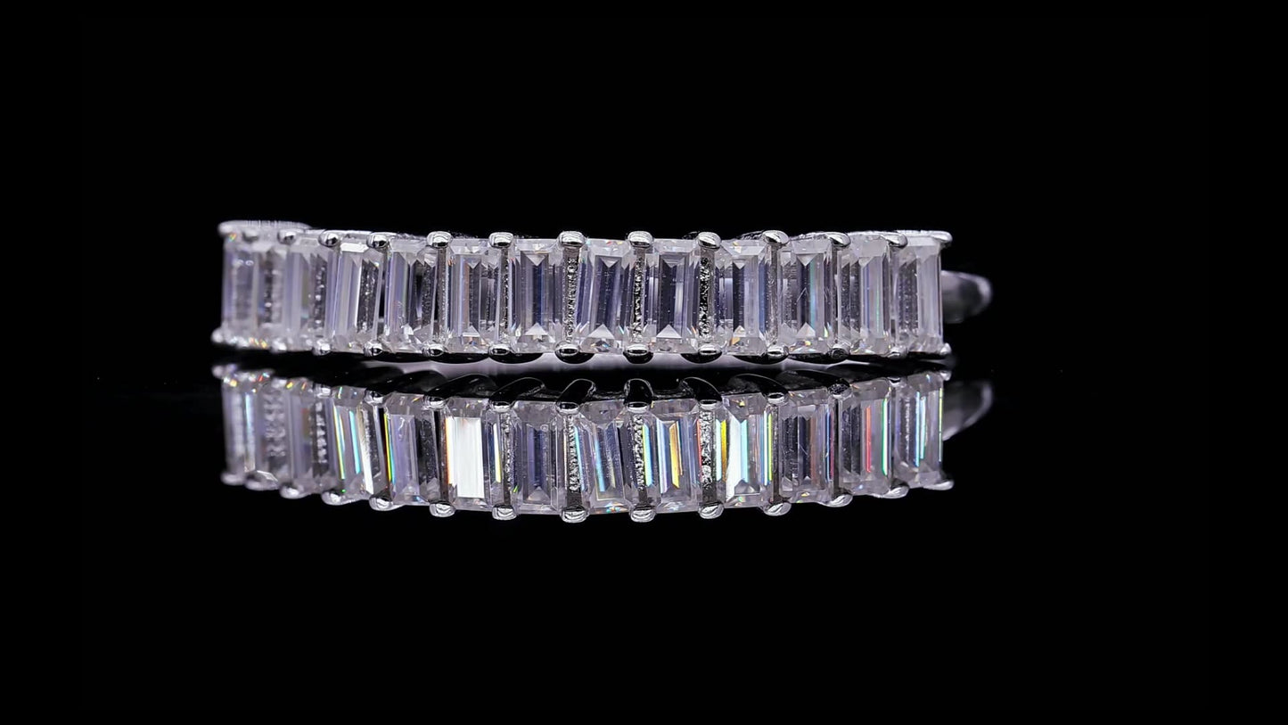 Half Eternity Band with Emerald Cut Moissanite
