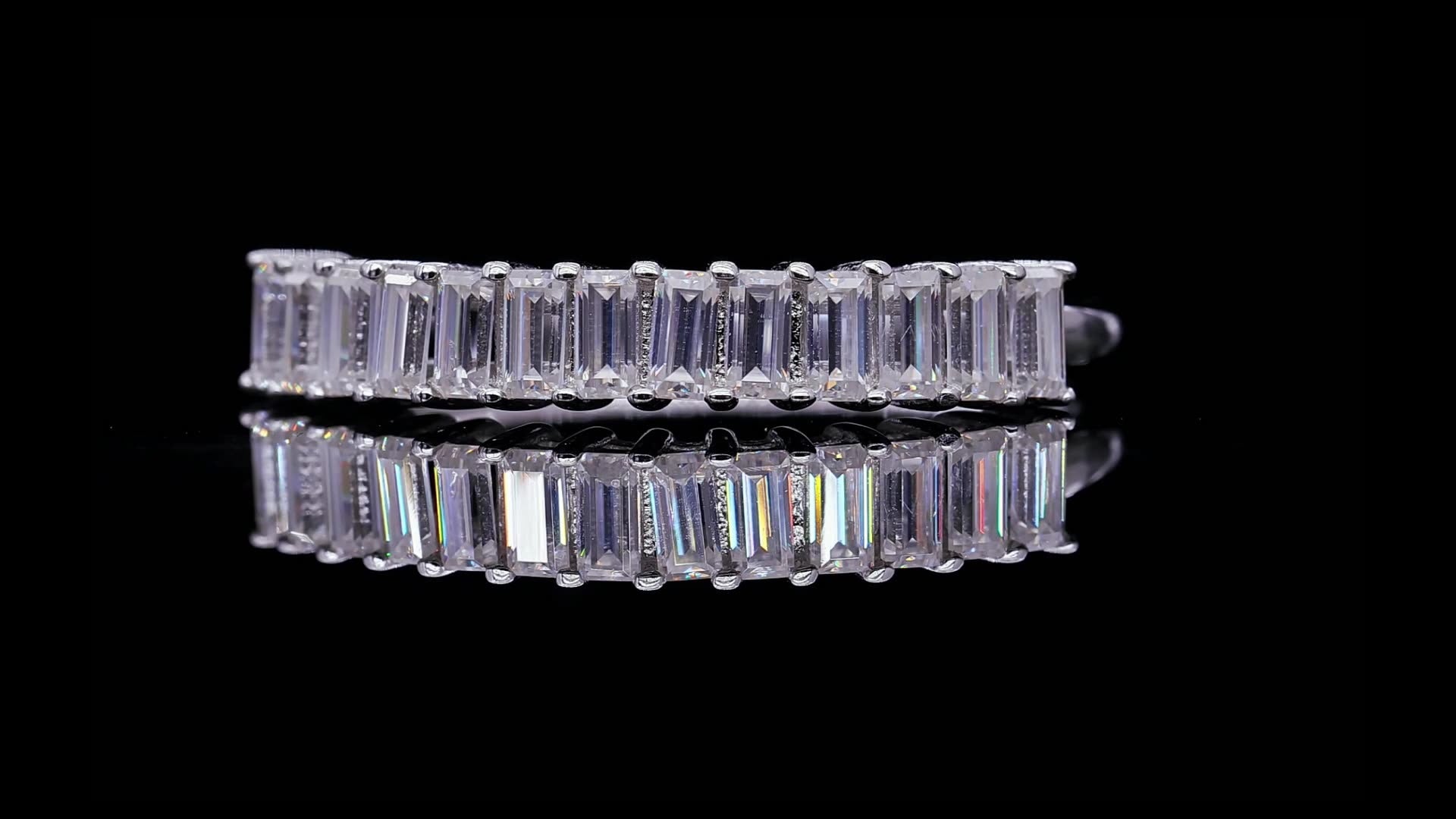 Half Eternity Band with Emerald Cut Moissanite