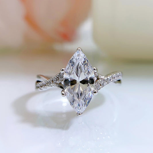 Marquise Cut Twisted Engagement Ring