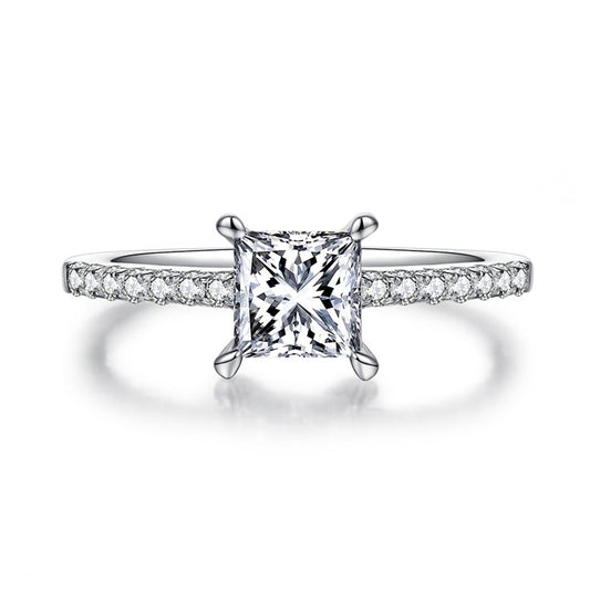 Princess Cut Pavé Solitaire Engagement Ring
