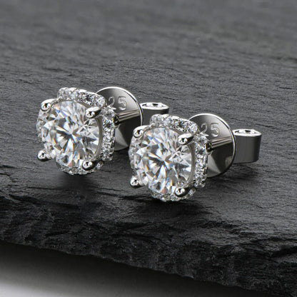 Classic Round Cut Moissanite Diamond Stud Earrings