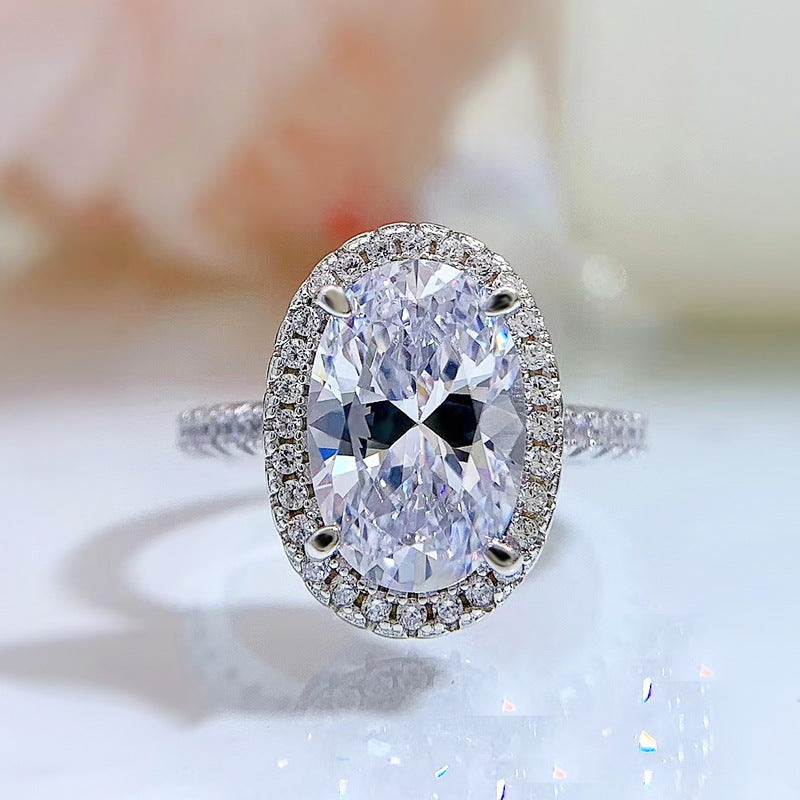4 CT Oval Cut Halo Diamond Ring