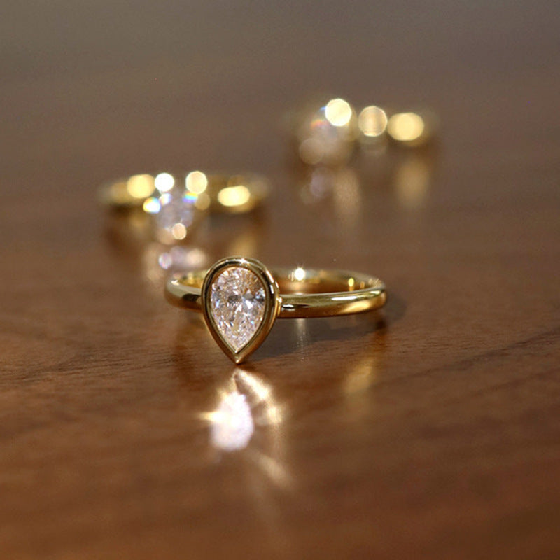 Bezel Set Pear Solitaire Ring